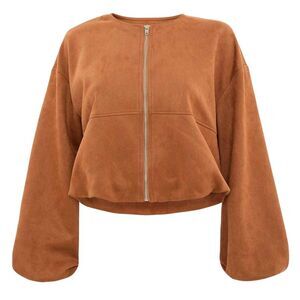 I Saw It First Womens/Ladies Faux Suede Bubble Hem Jacket / Brown